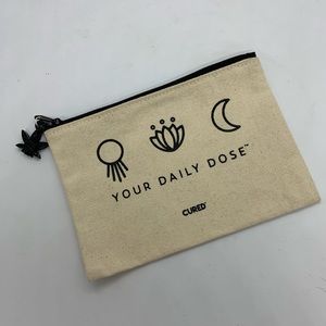 Canvas Zipper Pouch Black Glitter Pot Leaf Charm